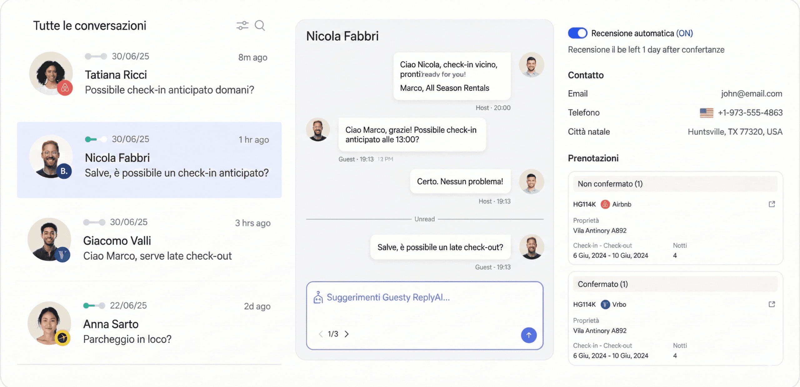 Comunicazioni con gli ospiti